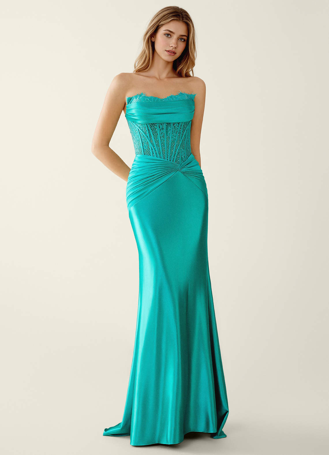 Sasha Mermaid Strapless Stretch Satin Evening Dress in Burgundy