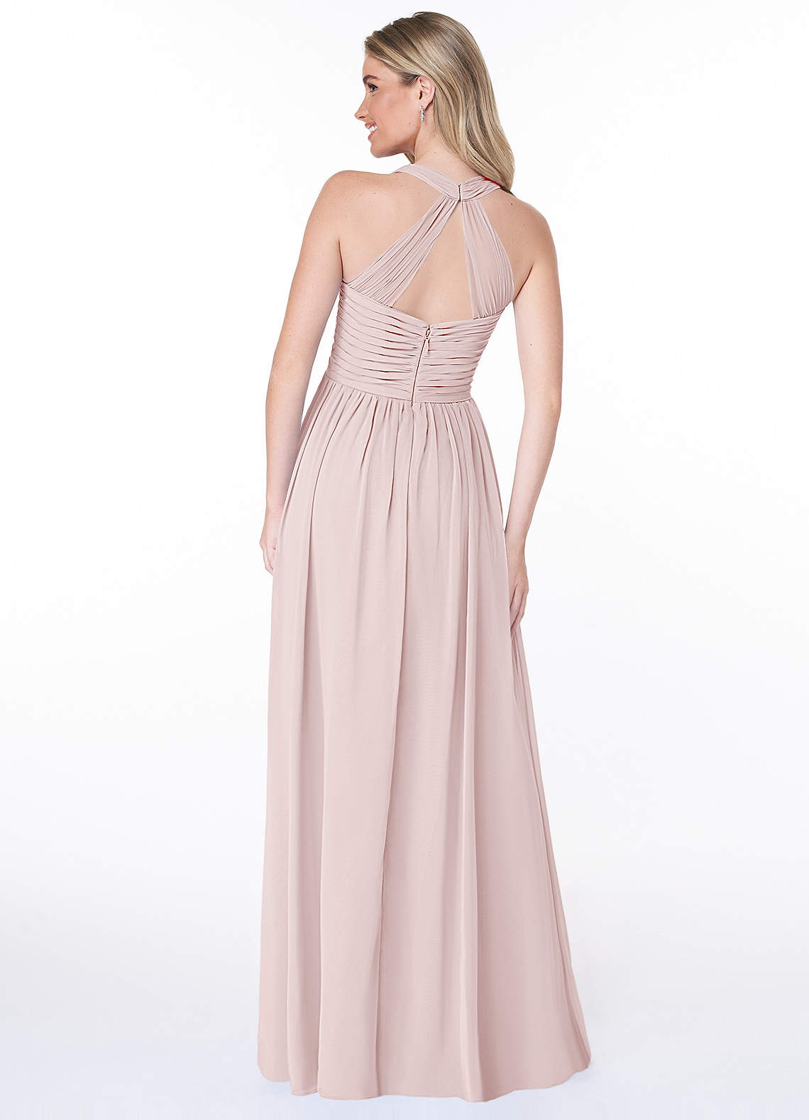 Jaclyn A-Line Halter Chiffon Bridesmaid Dress in Blushing Pink