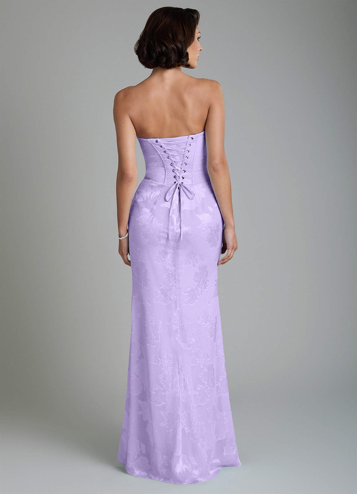 Ariah Mermaid Cowl-Neck Jacquard Bridesmaid Dress in Lilac