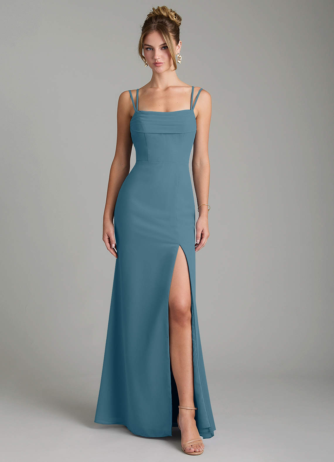 Egypt Sheath Sweetheart Chiffon Bridesmaid Dress in Bermuda