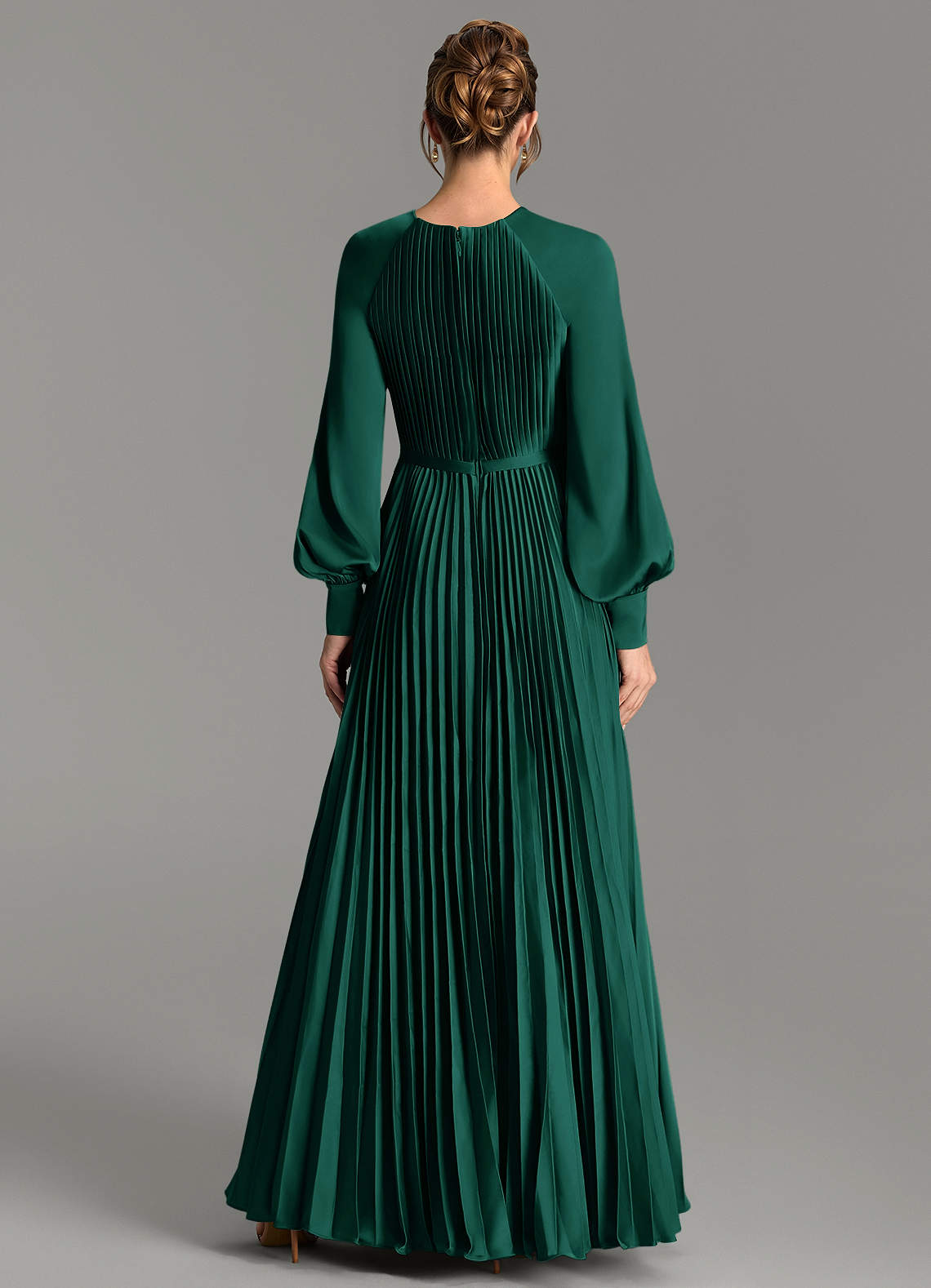 Grayson A-Line Scoop-Neck Stretch Satin Bridesmaid Dress in Emerald