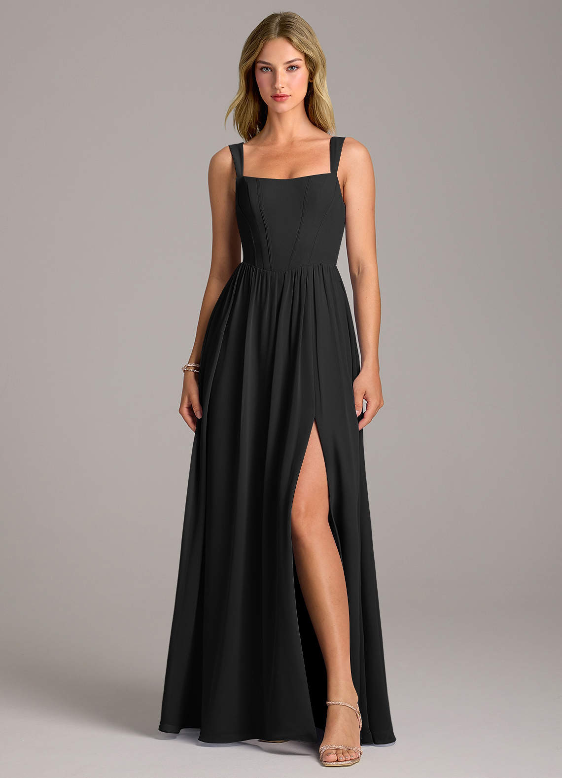 Rosaline A-Line Square-Neck Chiffon Bridesmaid Dress