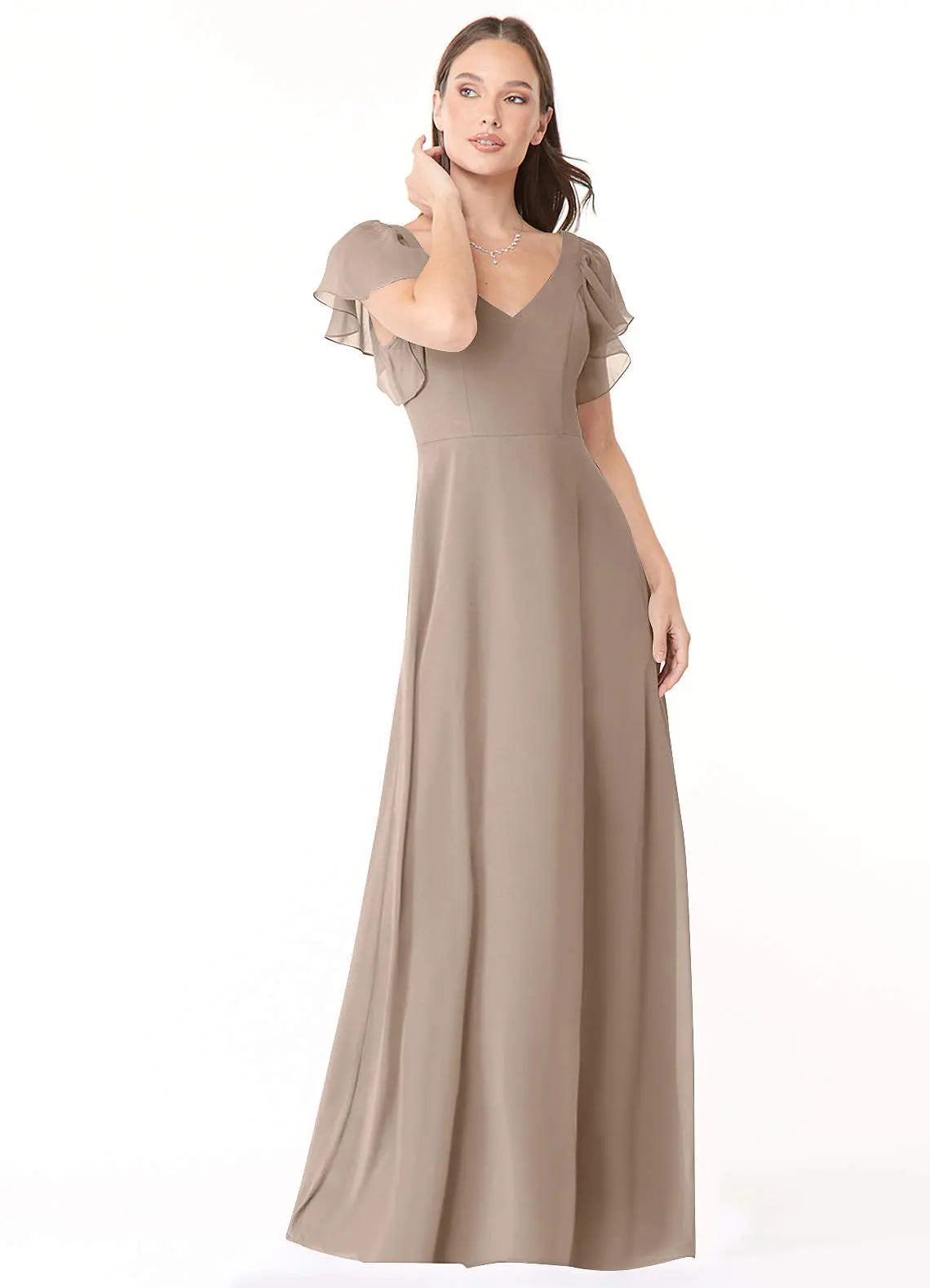 Syenna A-Line V-Neck Chiffon Bridesmaid Dress in Taupe