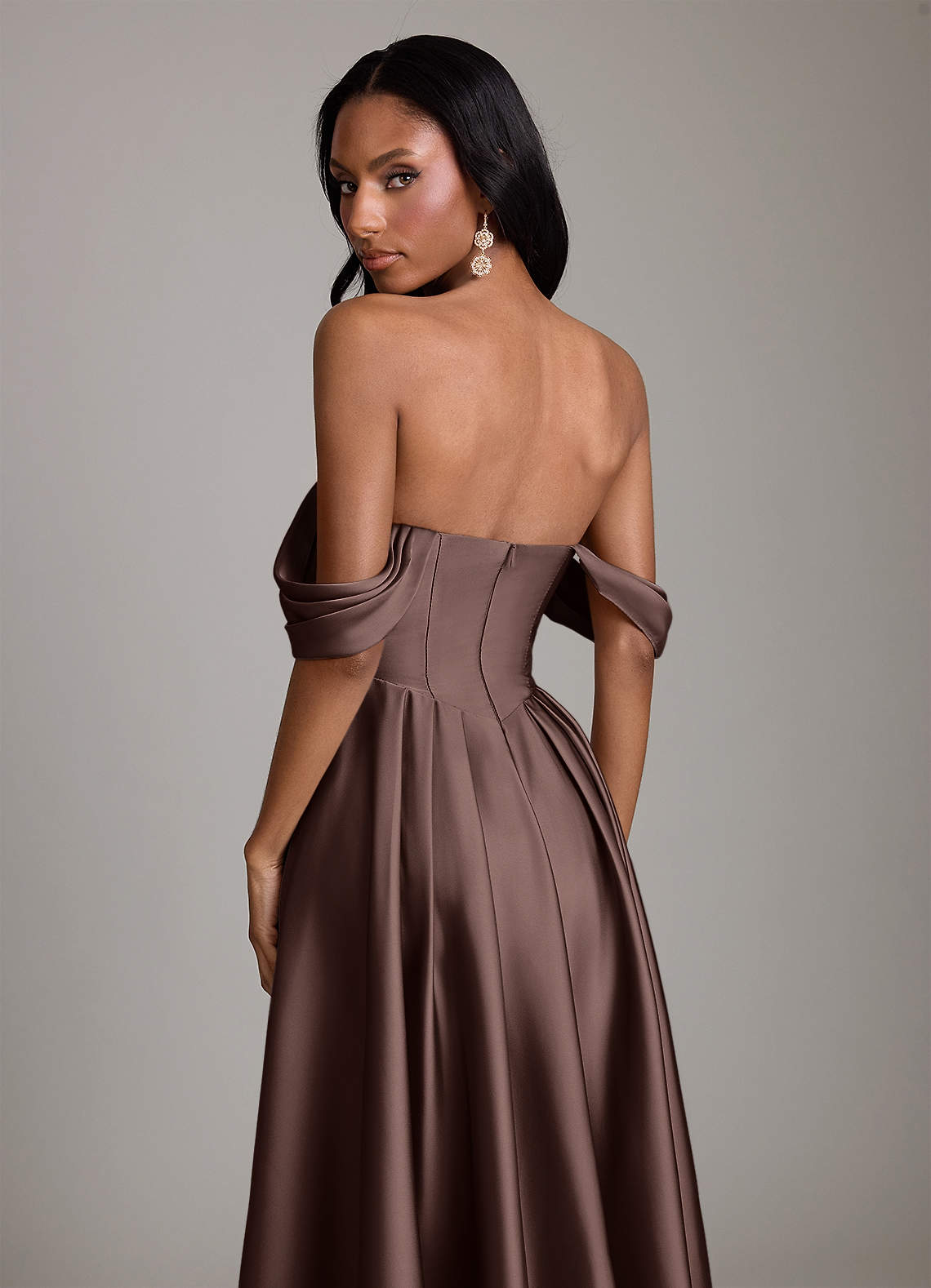 Loisa A-Line Off-the-Shoulder Stretch Satin Bridesmaid Dress