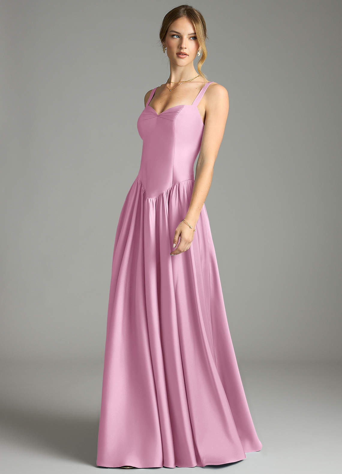 Evadina A-Line Sweetheart Stretch Satin Bridesmaid Dress in candy pink