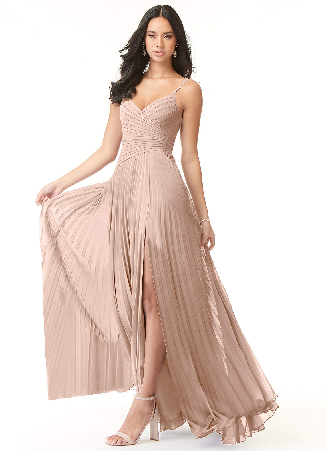 Vini A-Line V-Neck Chiffon Bridesmaid Dress in English Rose