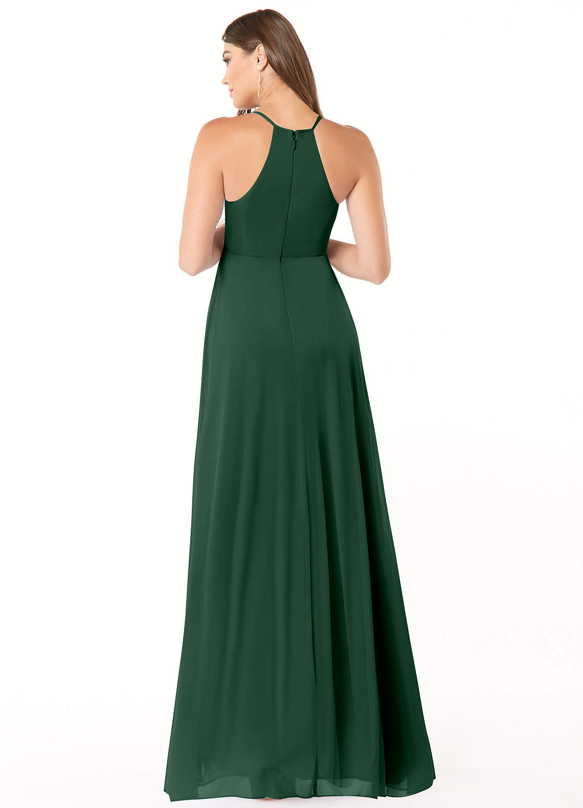 Annabelle A-Line V-Neck Mesh Bridesmaid Dress in Dark Green