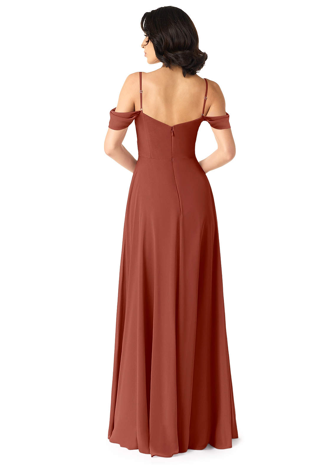 Tancie A-Line Off-the-Shoulder Chiffon Bridesmaid Dress in Auburn