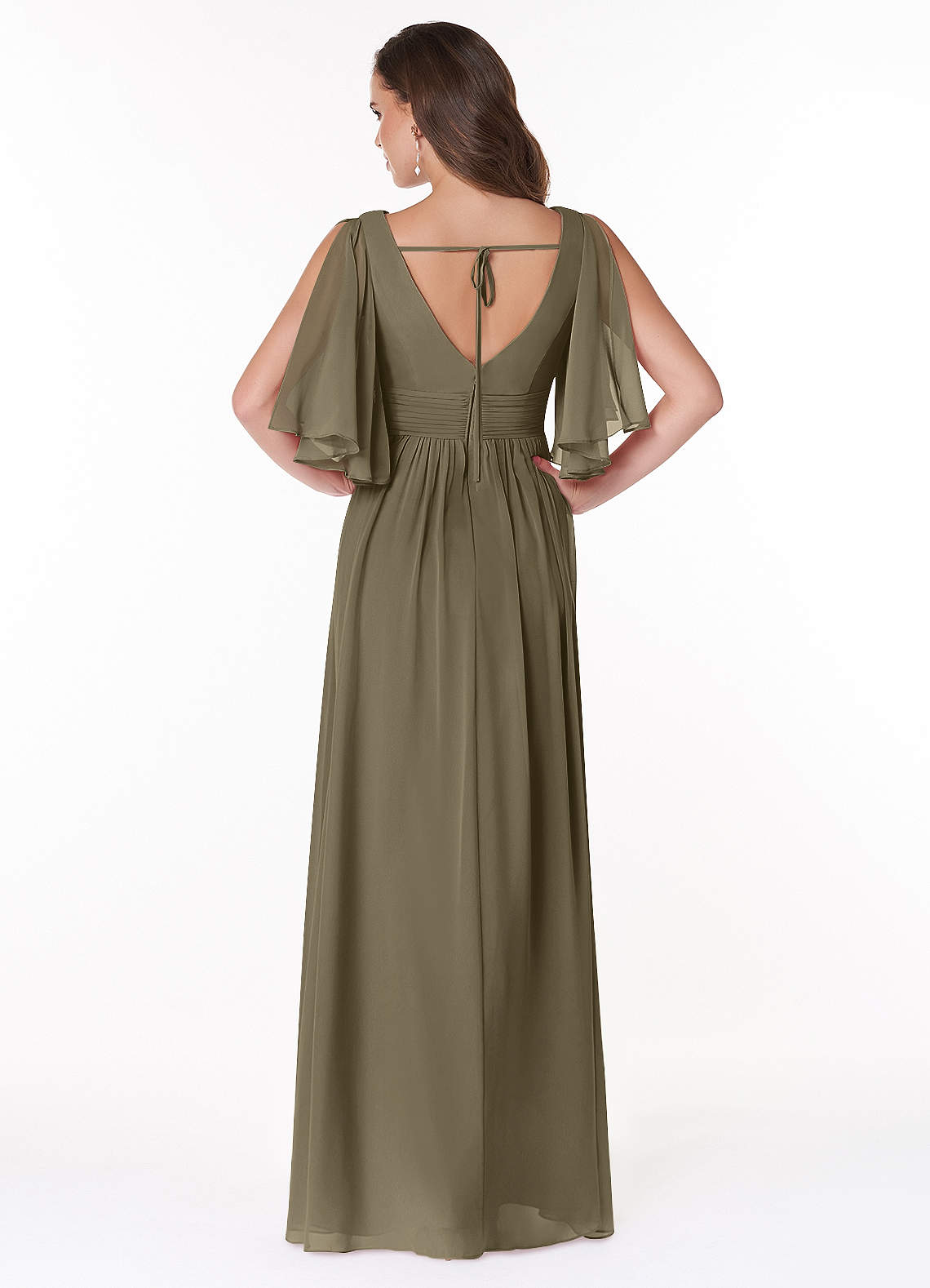 Temeka A-Line V-Neck Chiffon Bridesmaid Dress in Willow Green
