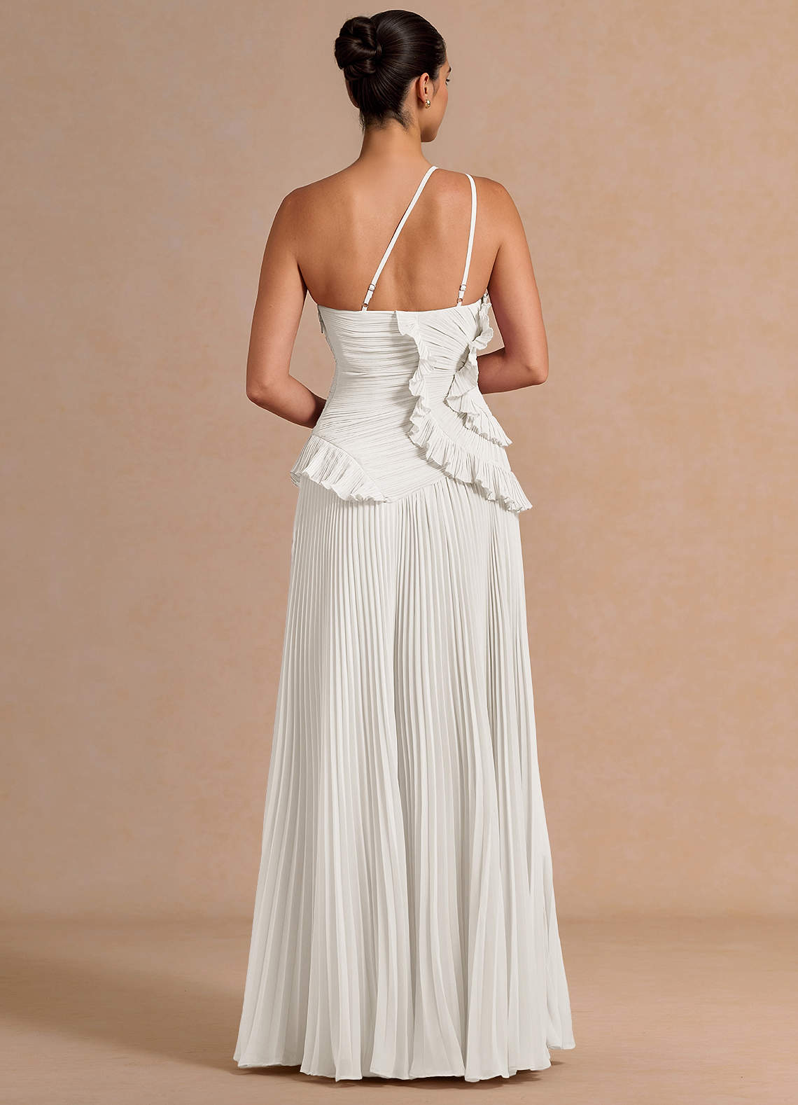Melody A-Line One-Shoulder Chiffon Evening Dress in White