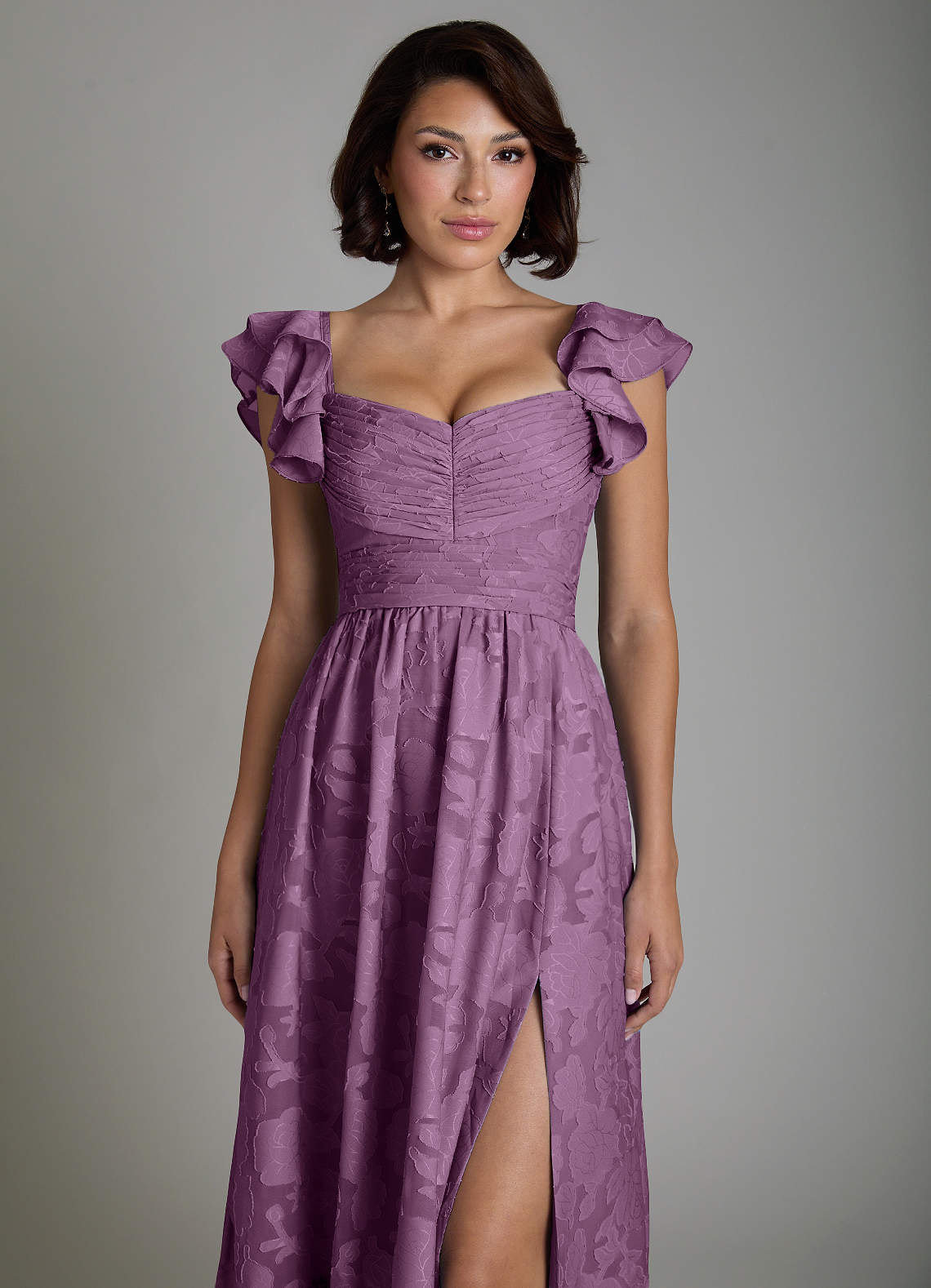 Anaya A-Line V-Neck Floral Burnout Bridesmaid Dress in Wisteria
