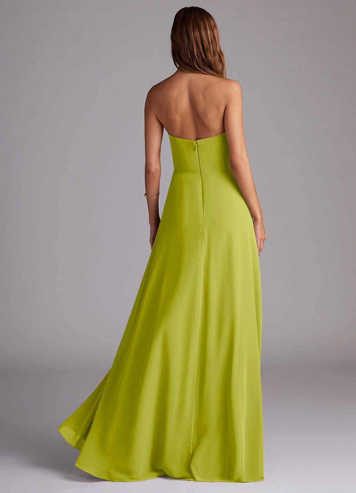 Wren A-Line Straight-Neck Chiffon Bridesmaid Dress in Lemongrass