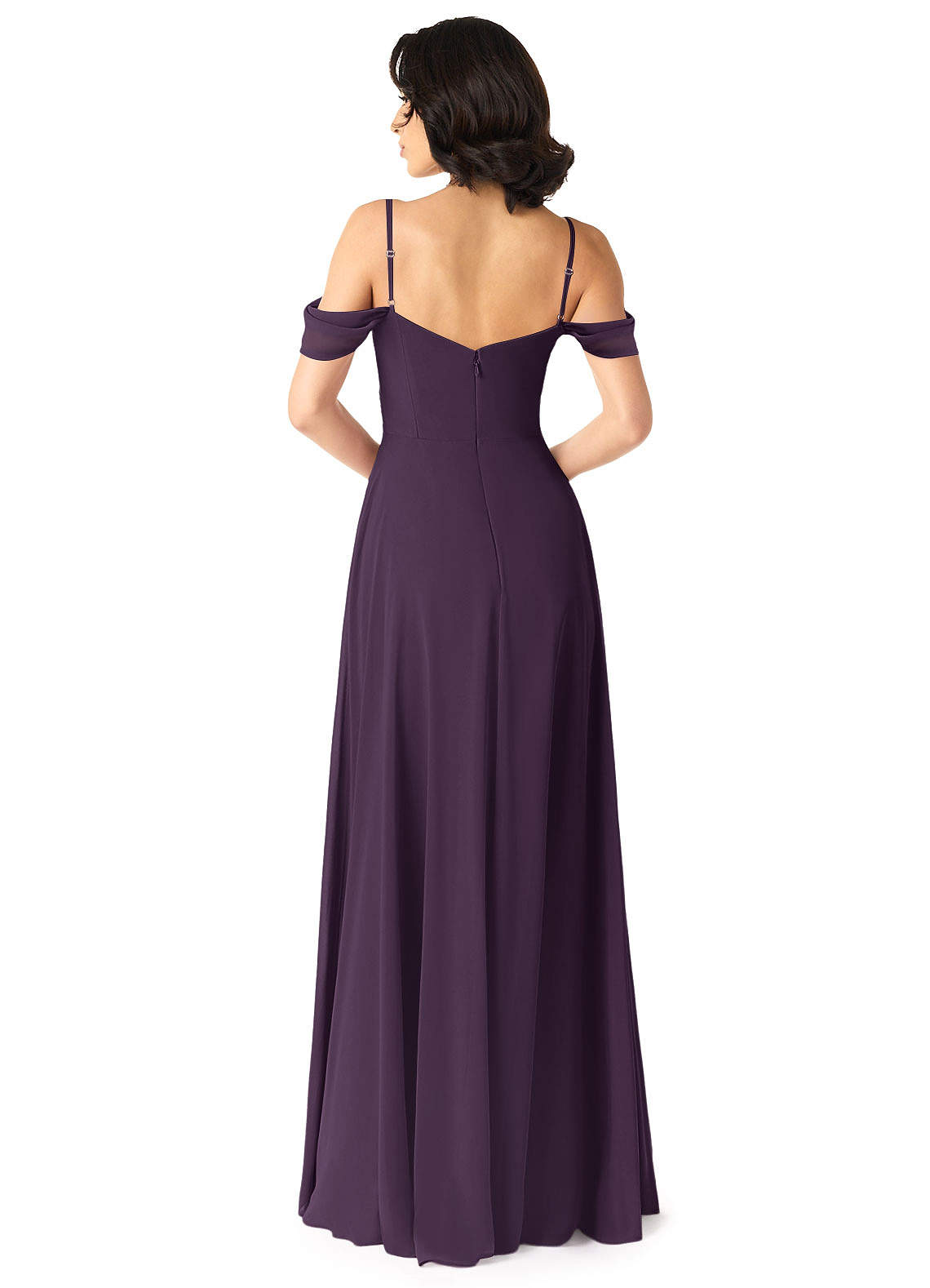 Tancie A-Line Off-the-Shoulder Chiffon Bridesmaid Dress in Plum