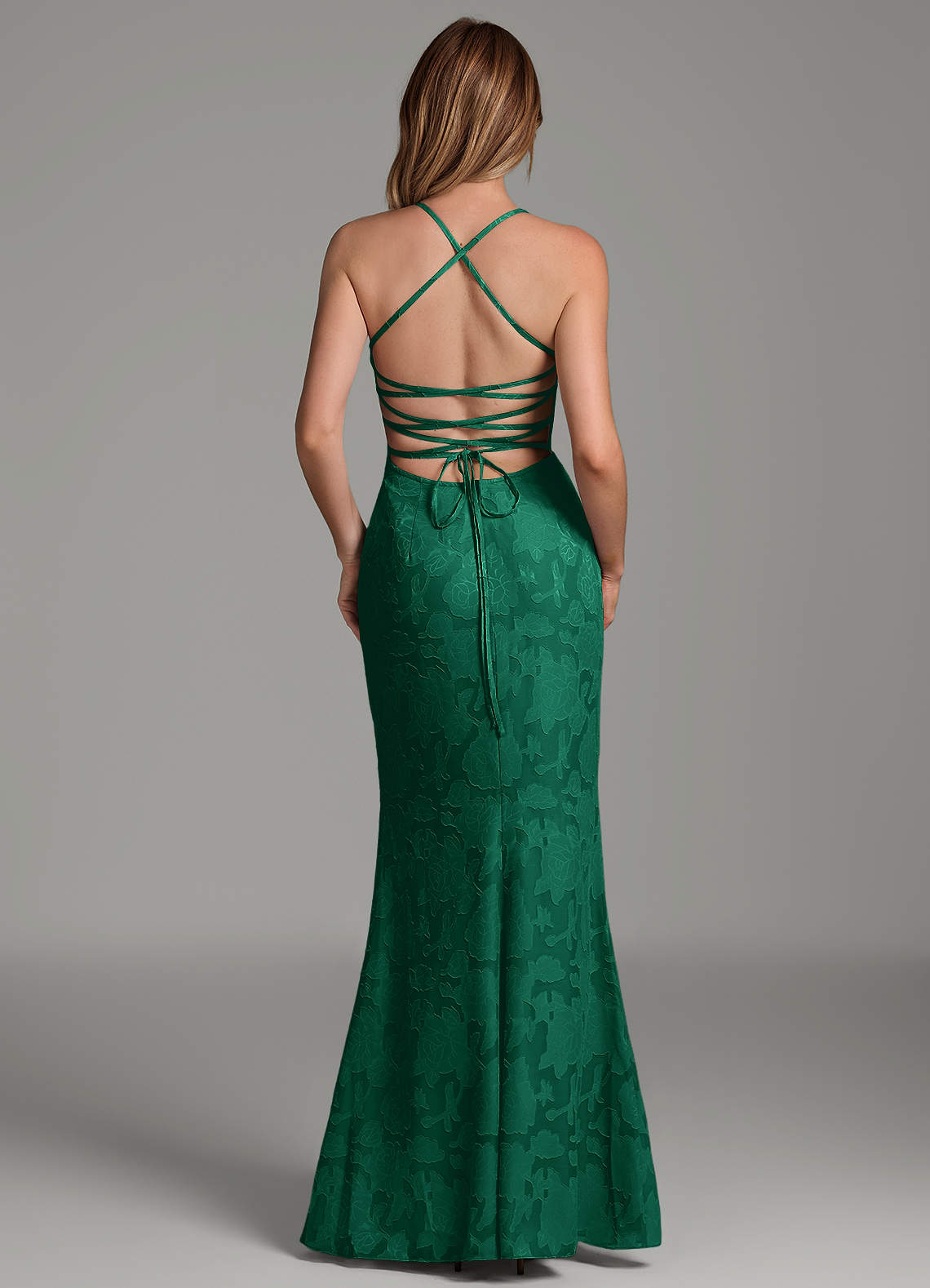 Dara Mermaid Sweetheart Floral Burnout Bridesmaid Dress in Emerald