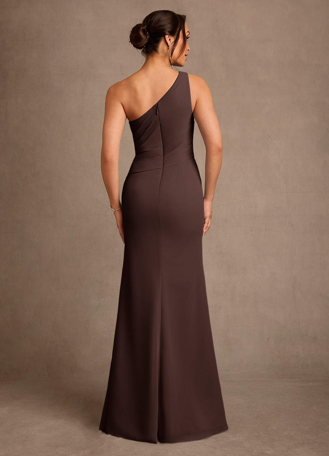 Floy Sheath One-Shoulder Chiffon Mother of the Bride Dress in Ganache