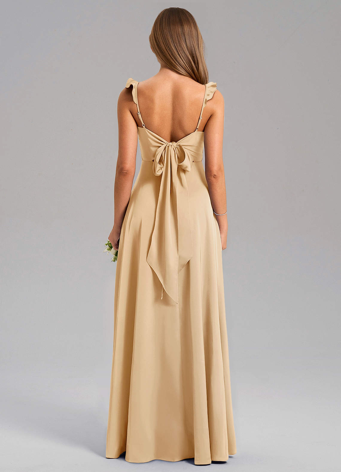 Everett A-Line V-Neck Chiffon Bridesmaid Dress in Gold