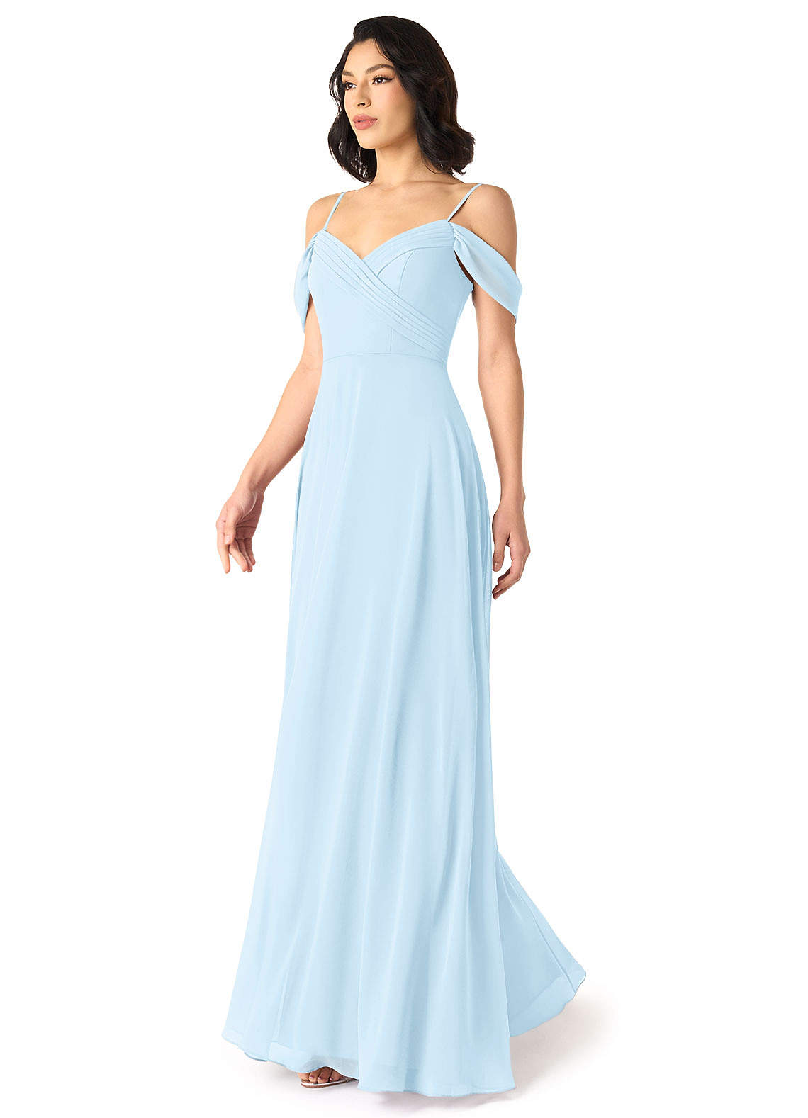 Tancie A-Line Off-the-Shoulder Chiffon Bridesmaid Dress in Sky Blue