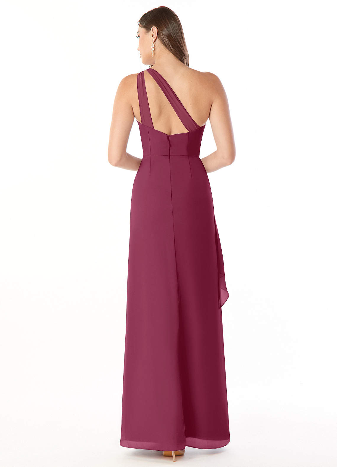 Maive Sheath One-Shoulder Chiffon Bridesmaid Dress in Mulberry