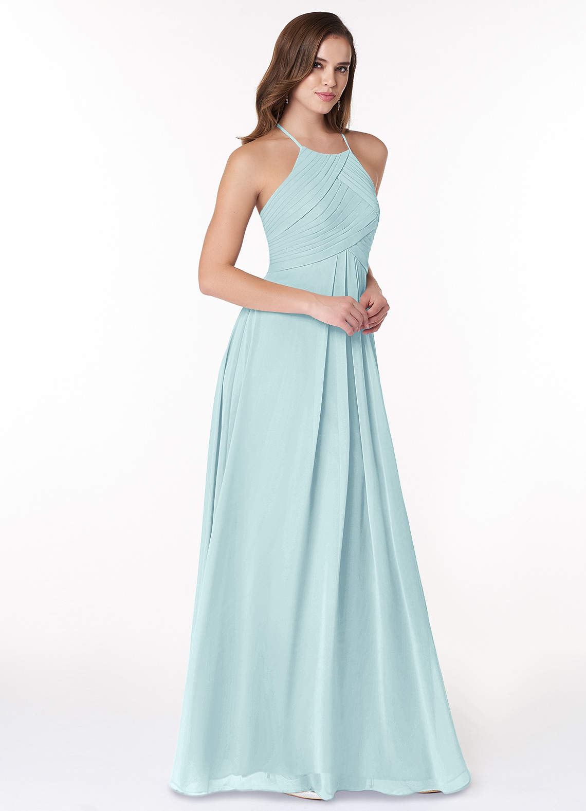 Ginger A-Line Halter Chiffon Bridesmaid Dress in Sea Glass