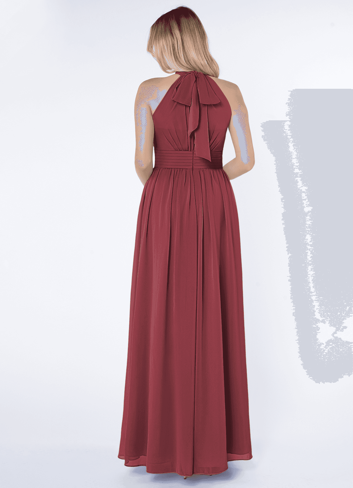 Iman A-Line Halter Chiffon Bridesmaid Dress in Merlot