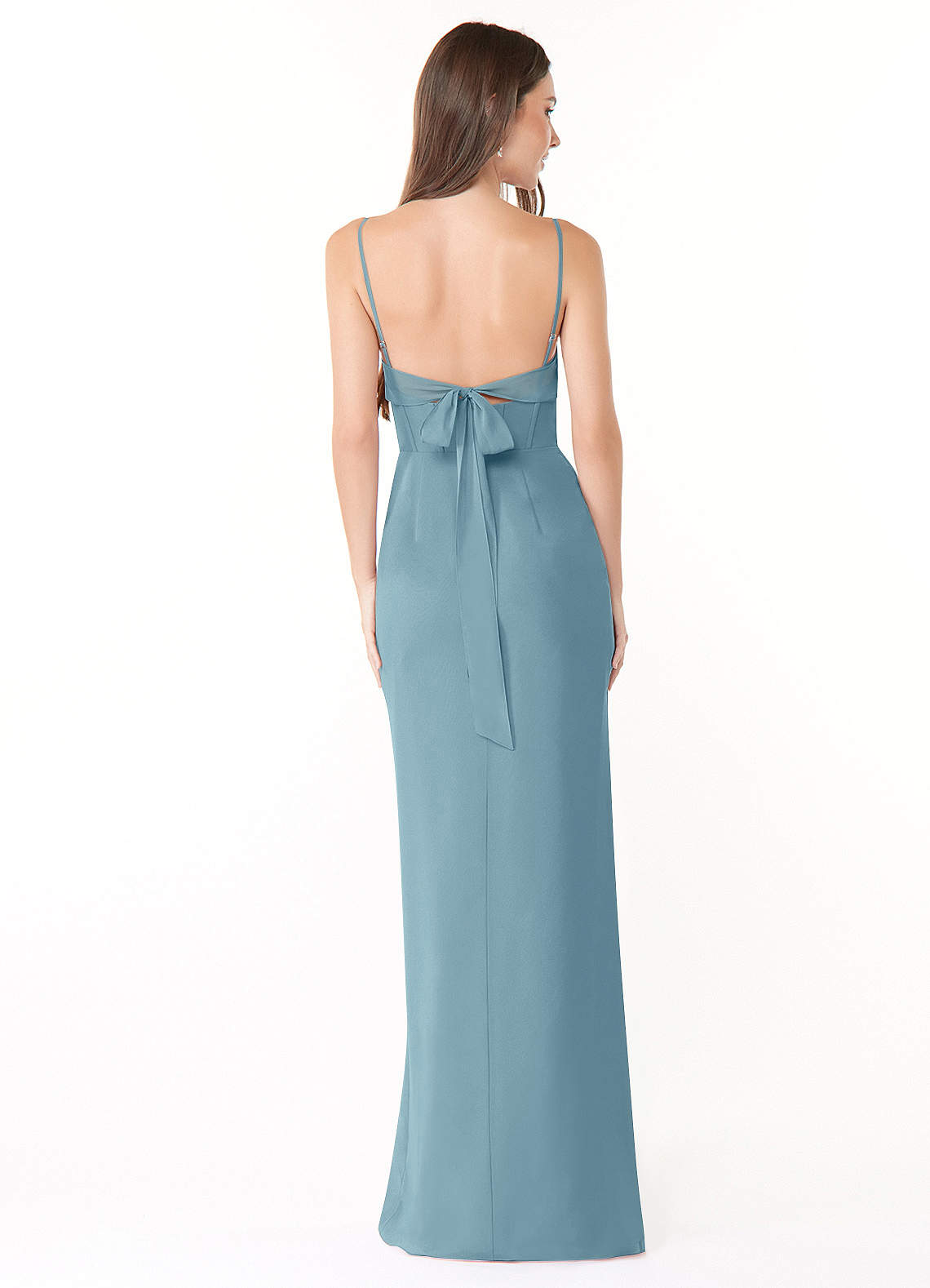 Mai Sheath Cowl-Neck Chiffon Bridesmaid Dress in Moody Blue