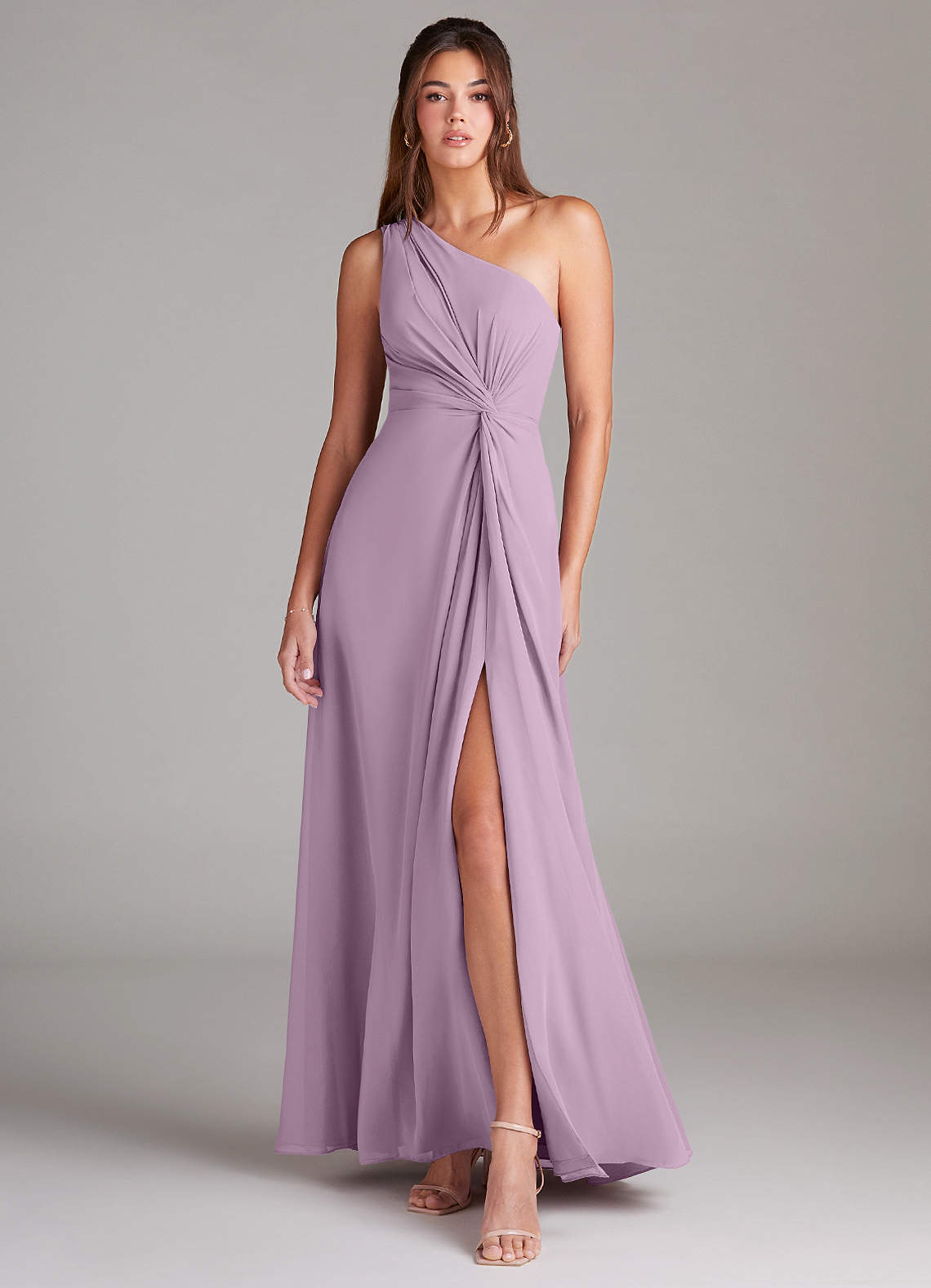Brooke A-Line One-Shoulder Chiffon Bridesmaid Dress in Wisteria