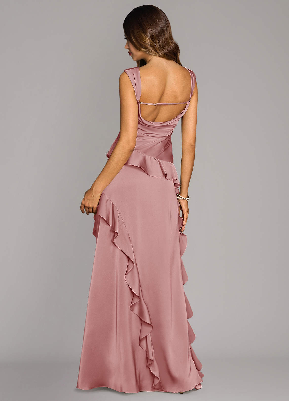 Sloane A-Line Sweetheart Stretch Satin Bridesmaid Dress in dusty rose