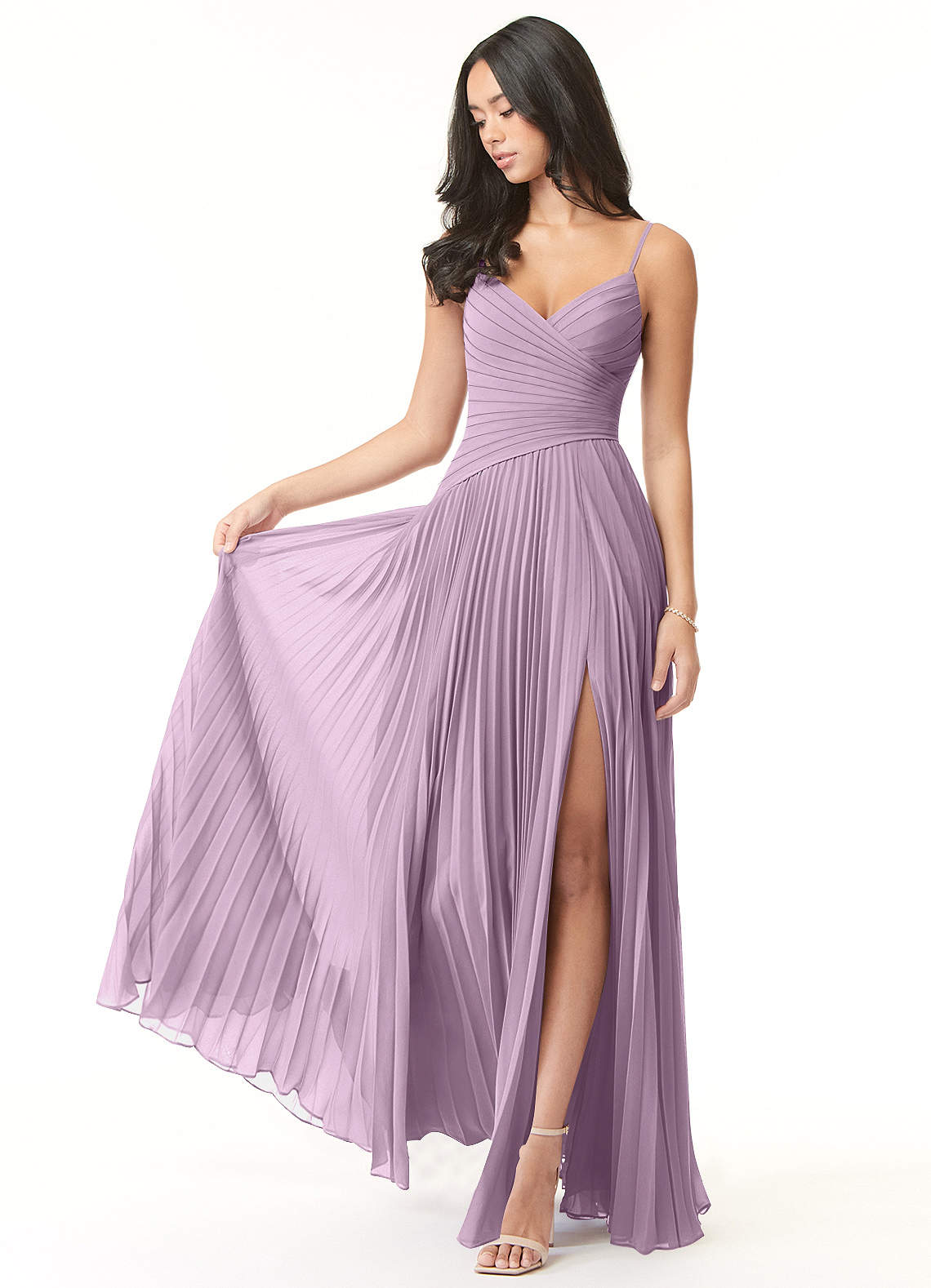 Vini A-Line V-Neck Chiffon Bridesmaid Dress in Wisteria
