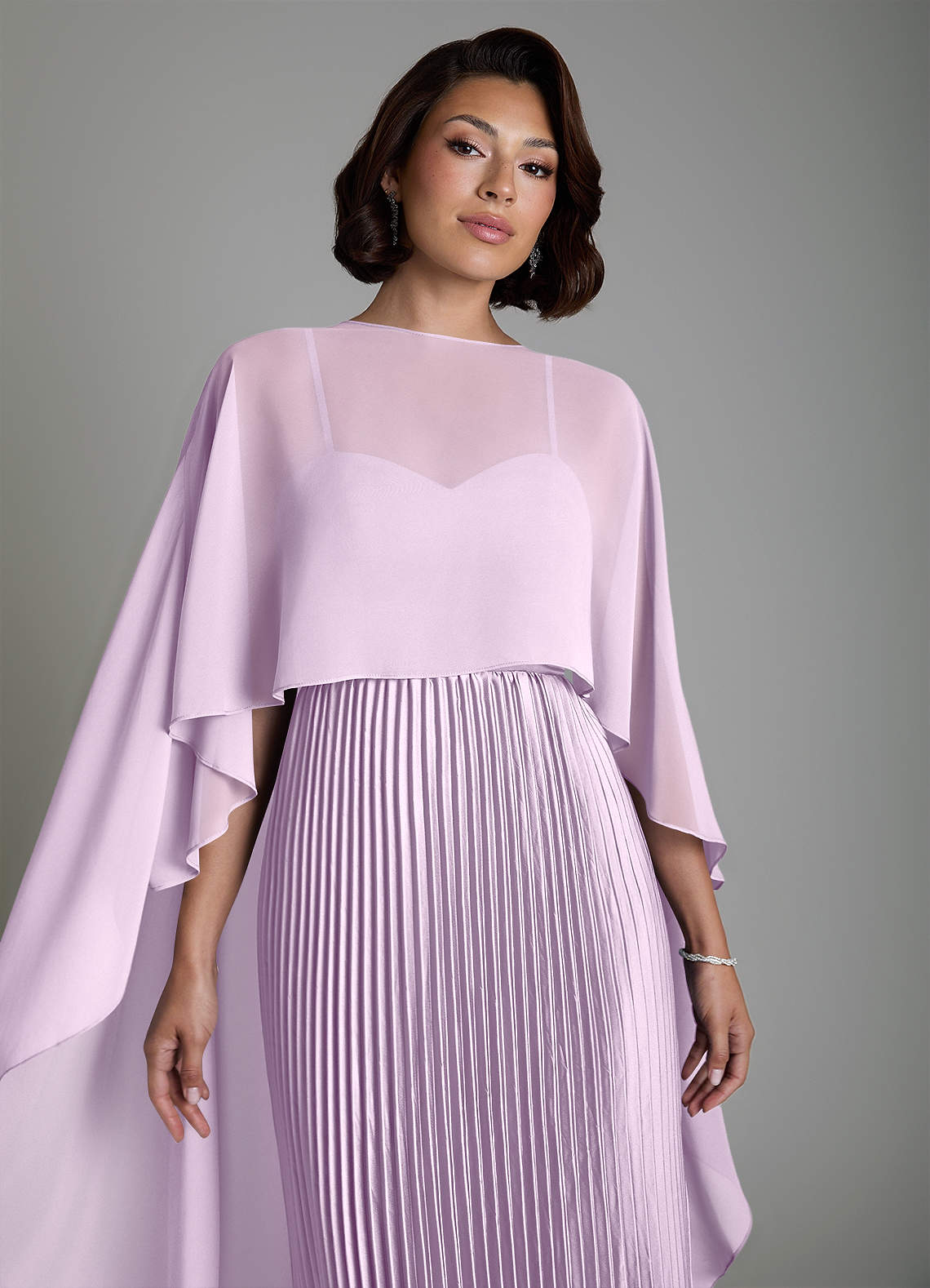 Micah A-Line Sweetheart Stretch Satin and Chiffon Bridesmaid Dress in Frosted Lilac