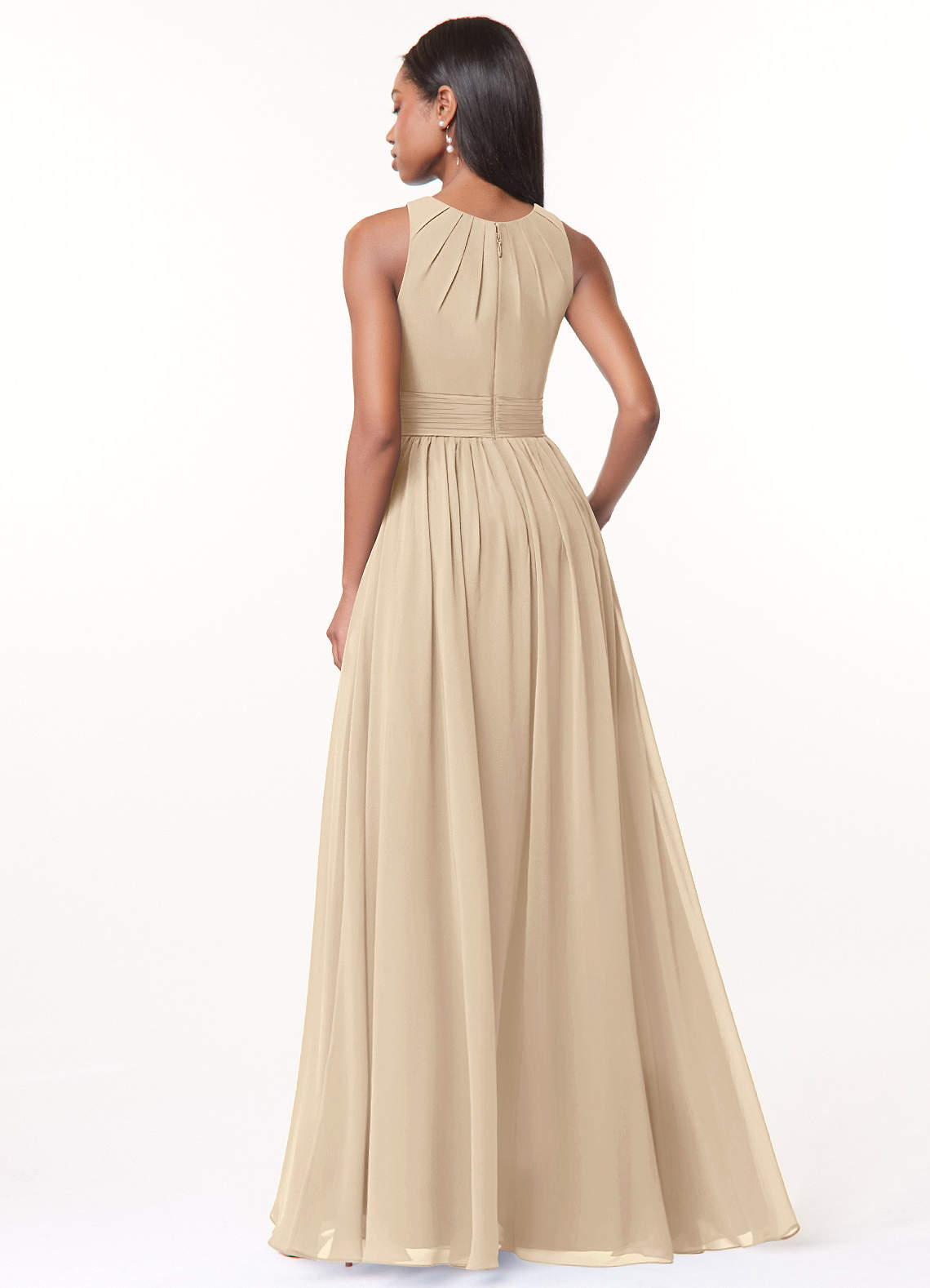 Harper A-Line Scoop-Neck Chiffon Bridesmaid Dress in Champagne