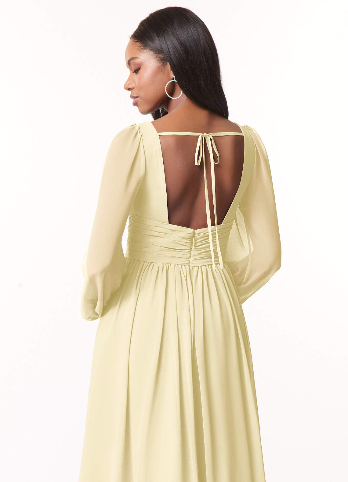 Norah A-Line V-Neck Chiffon Bridesmaid Dress in Lemon Sorbet
