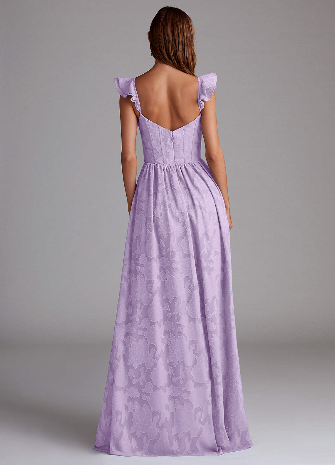 Denisse A-Line Sweetheart Floral Burnout Bridesmaid Dress in Lilac