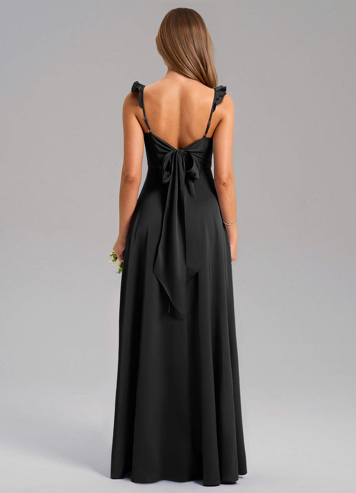 Everett A-Line V-Neck Chiffon Bridesmaid Dress in black