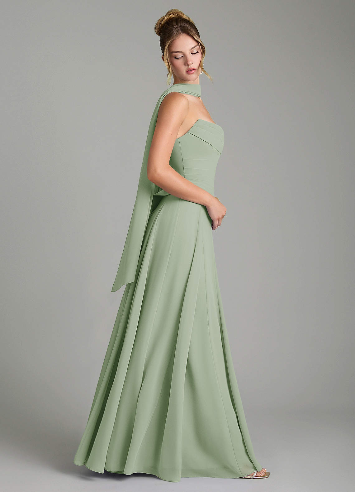Gabriela A-Line Cowl-Neck Chiffon Bridesmaid Dress in Dusty Sage
