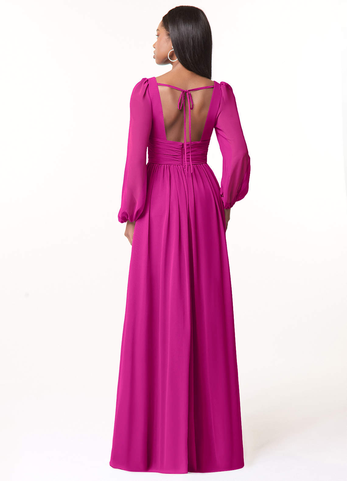 Norah A-Line V-Neck Chiffon Bridesmaid Dress in Fuchsia