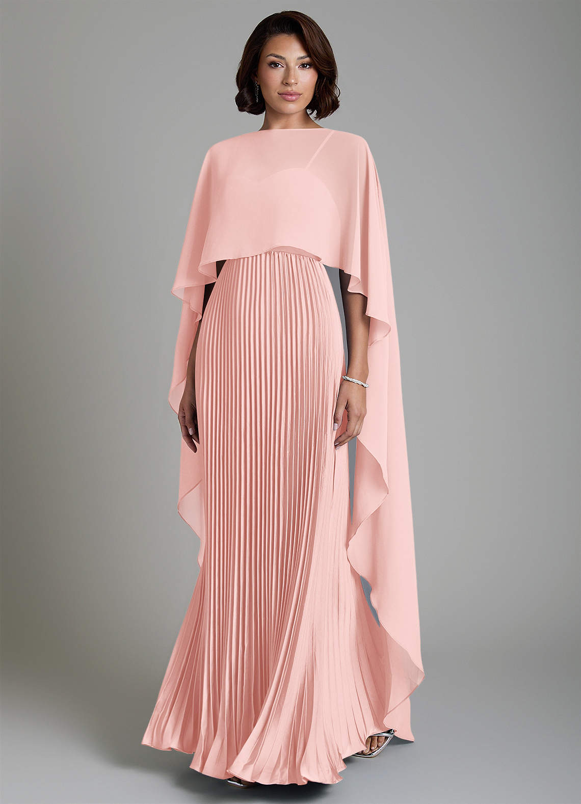 Micah A-Line Sweetheart Stretch Satin and Chiffon Bridesmaid Dress in Powder Pink