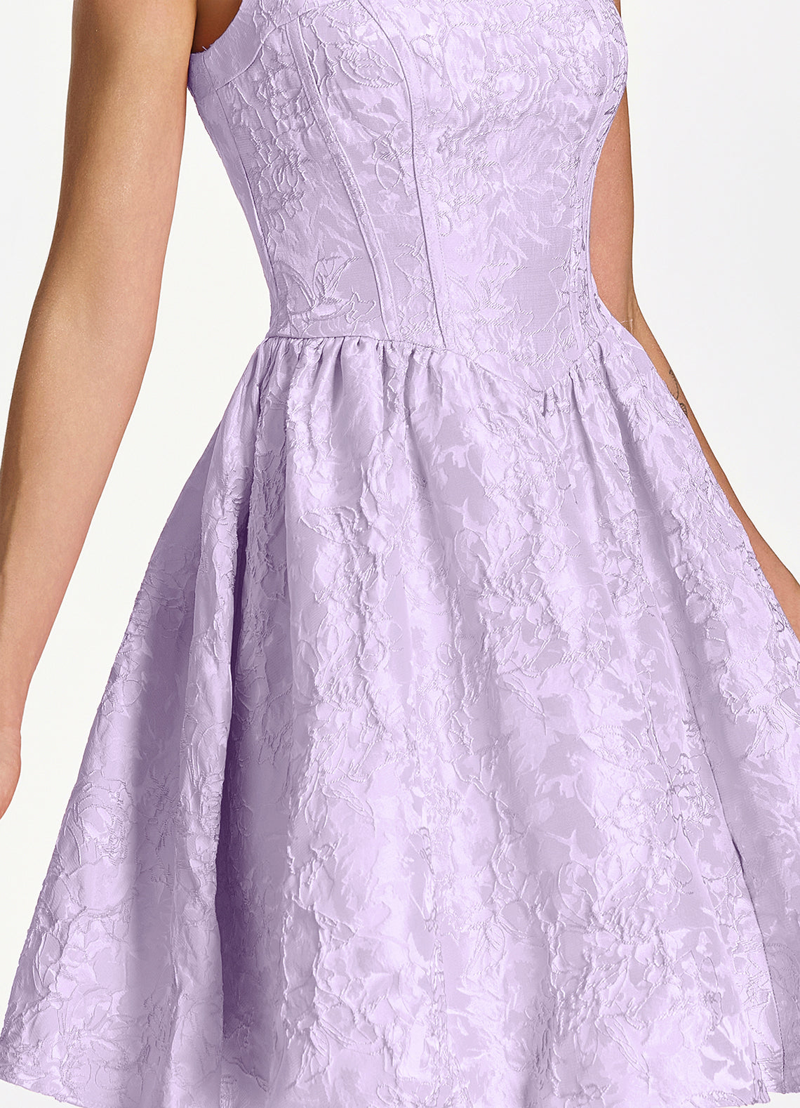 Lionelle Skater Mini Square-Neck Jacquard Prom Dress in Light Purple - photo 7