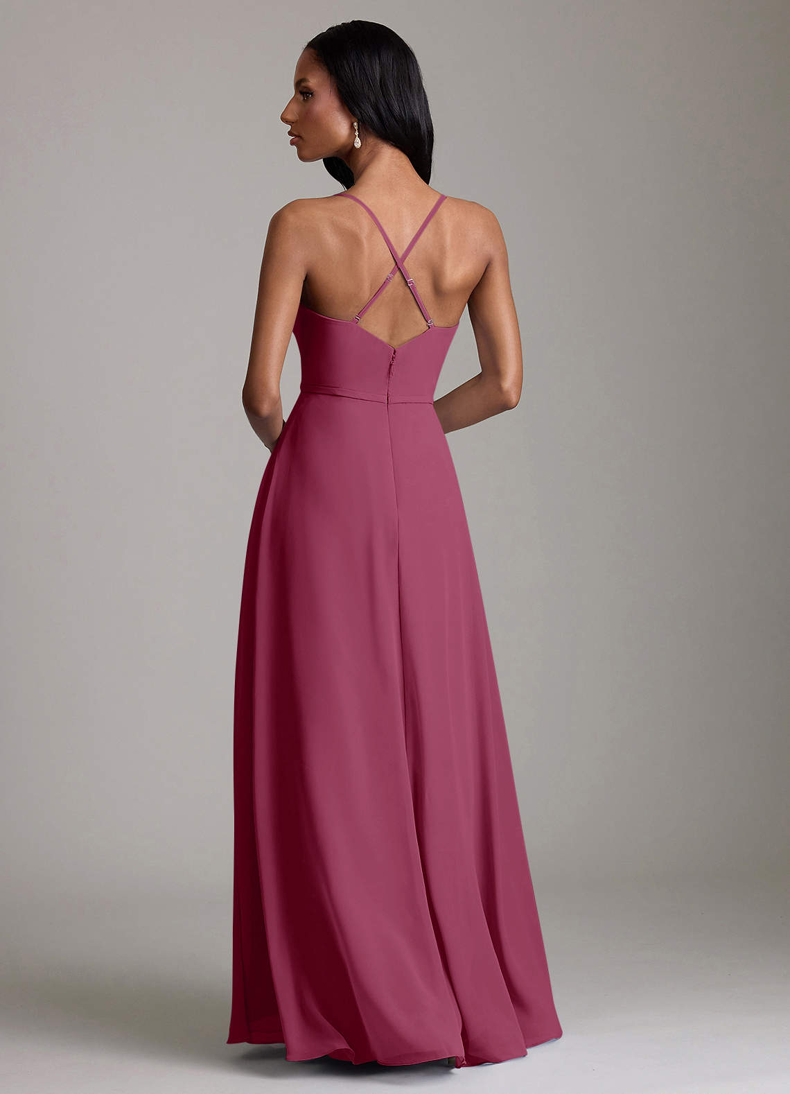 Naeem A-Line V-Neck Chiffon Bridesmaid Dress in Mulberry