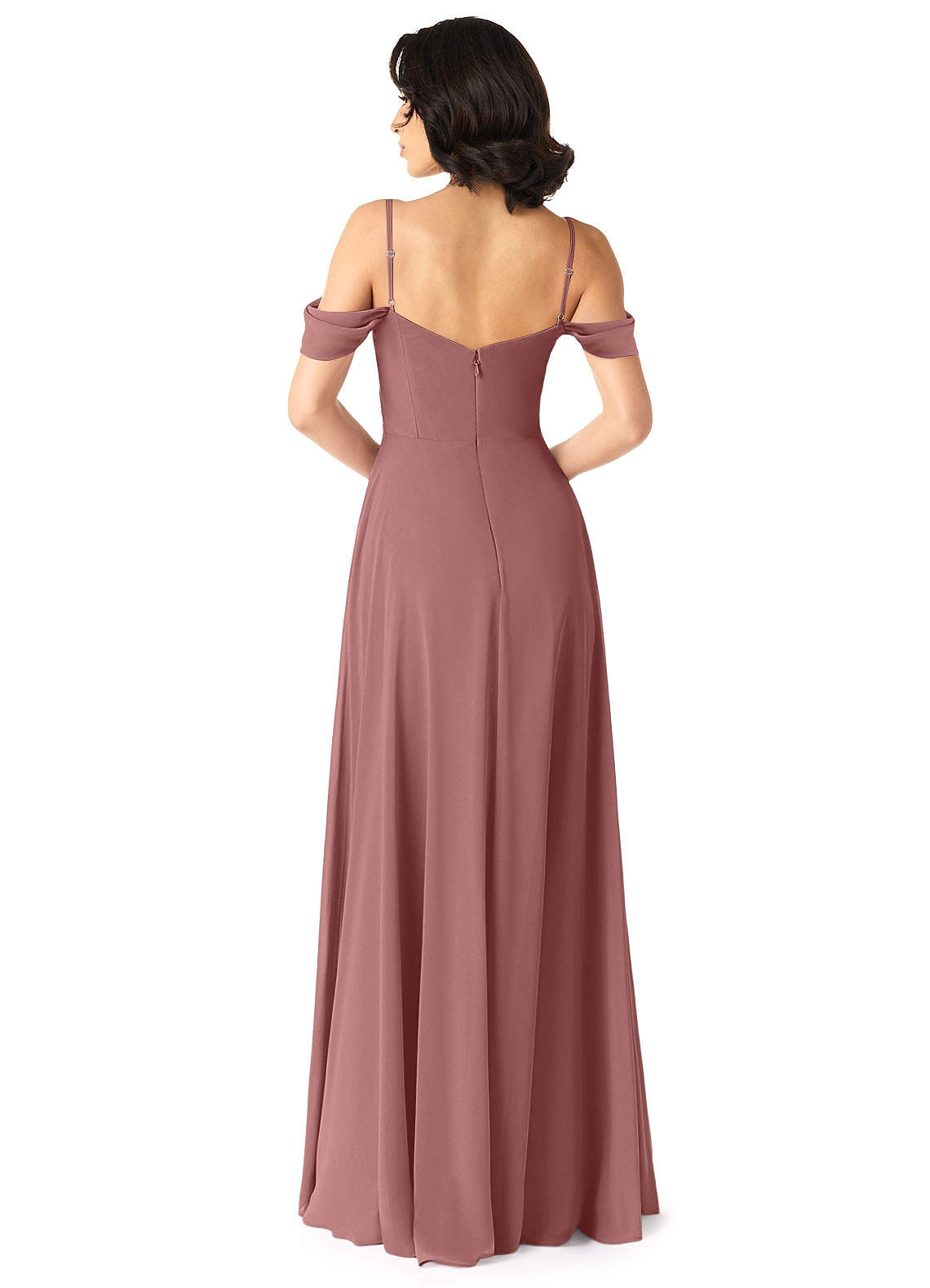 Tancie A-Line Off-the-Shoulder Chiffon Bridesmaid Dress in Desert Rose