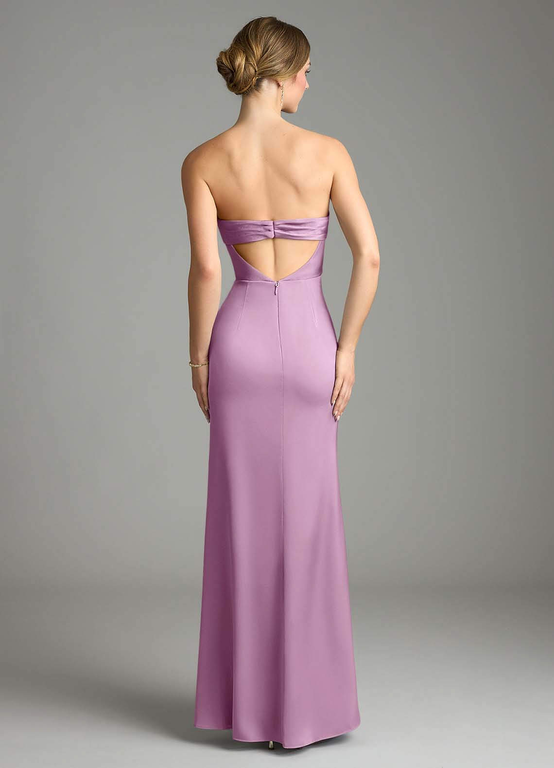 Leonis Mermaid Cowl-Neck Stretch Satin Bridesmaid Dress in Wisteria
