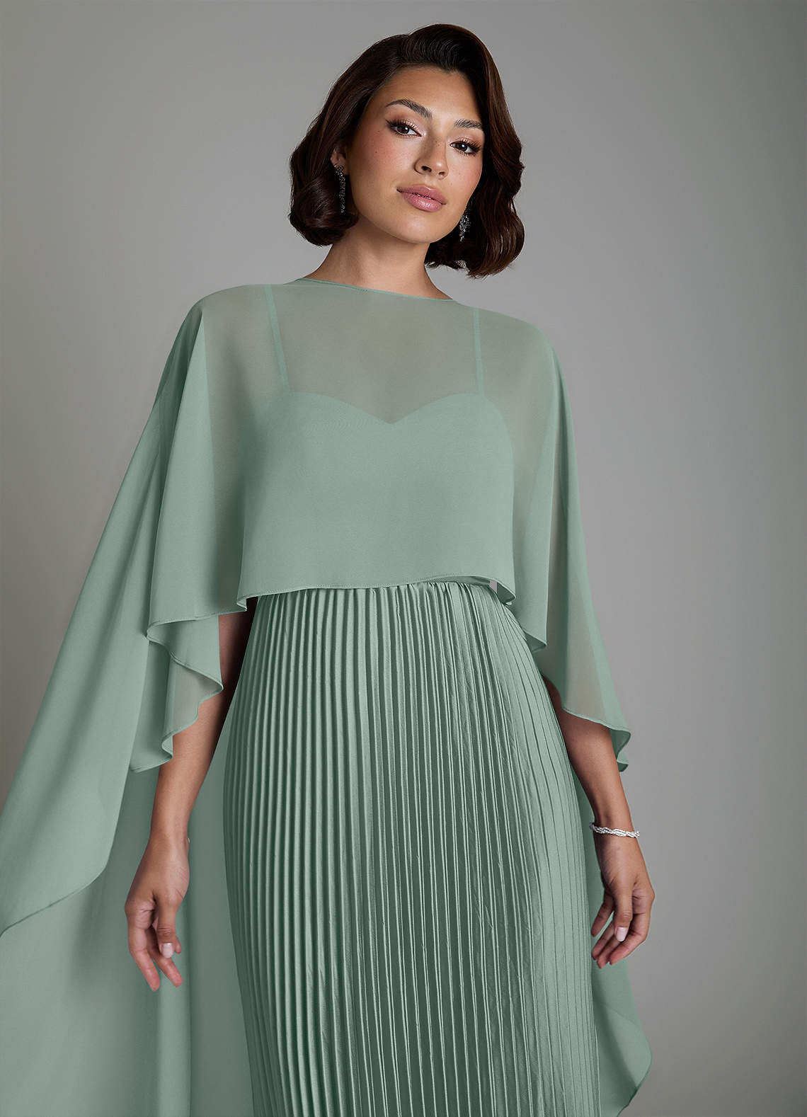 Micah A-Line Sweetheart Stretch Satin and Chiffon Bridesmaid Dress in Silver Sage