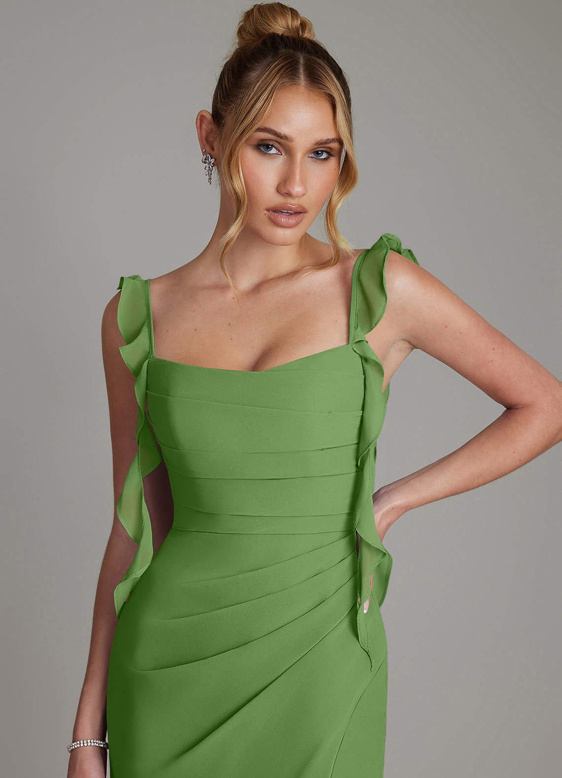 Jessamine Mermaid Sweetheart Chiffon Bridesmaid Dress in Basil