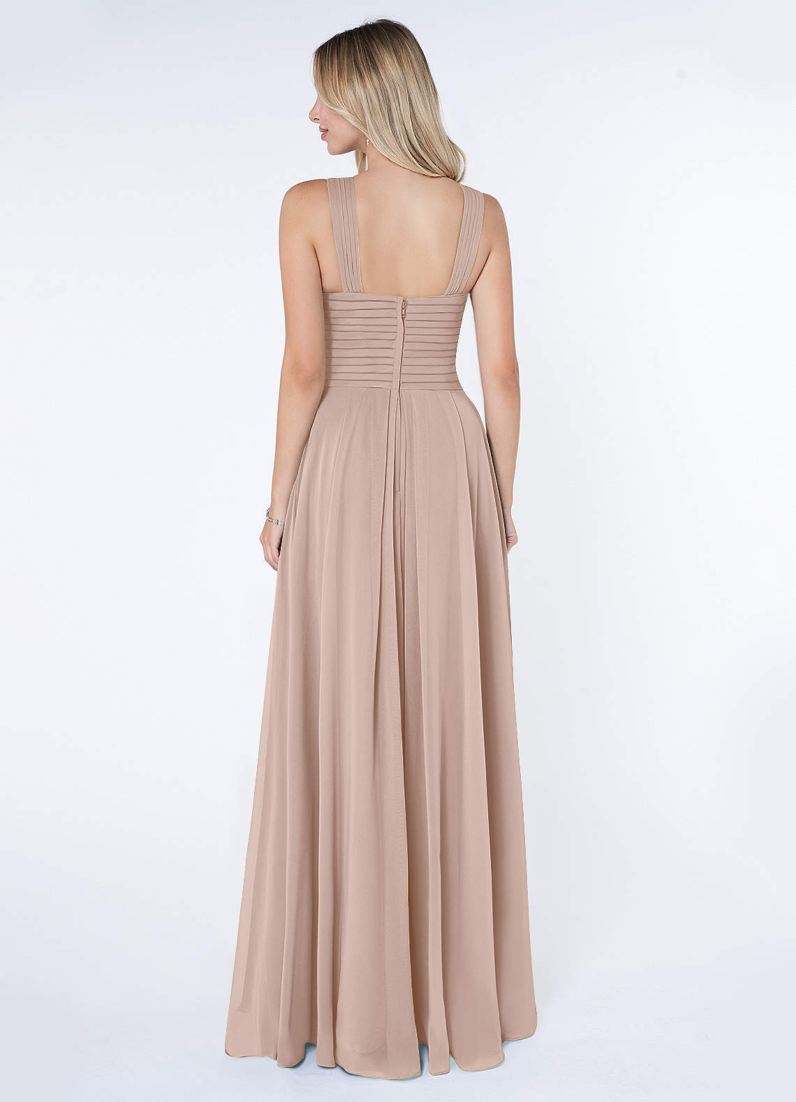 Kaleigh A-Line Halter Chiffon Bridesmaid Dress in English Rose