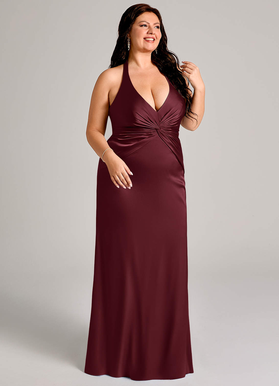 Valerie Mermaid V-Neck Stretch Satin Bridesmaid Dress
