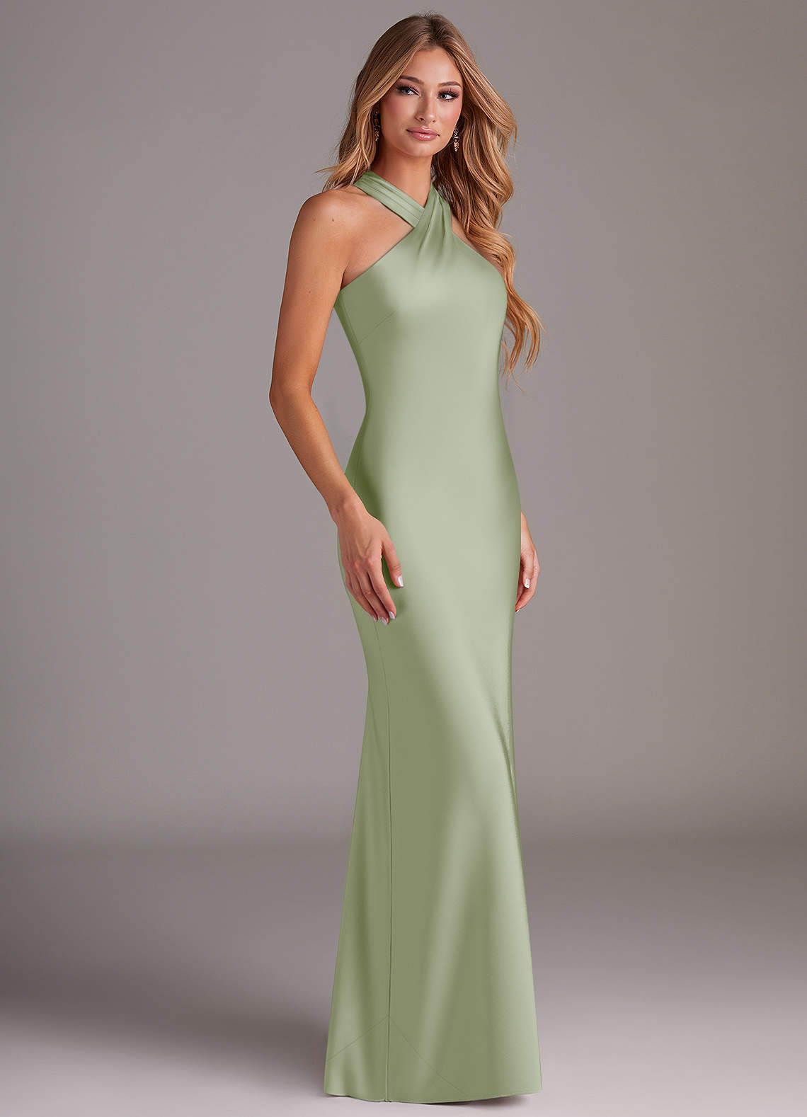 Doretta Mermaid Halter Stretch Satin Bridesmaid Dress