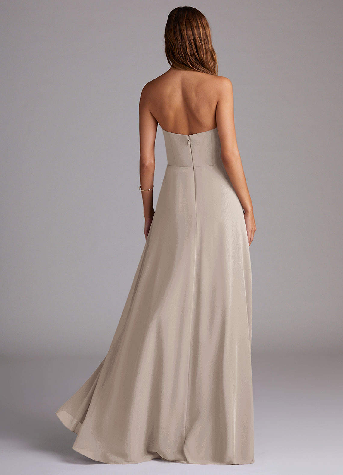 Wren A-Line Straight-Neck Chiffon Bridesmaid Dress in Frost