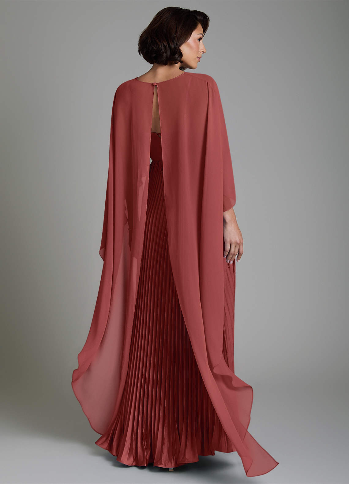 Micah A-Line Sweetheart Stretch Satin and Chiffon Bridesmaid Dress in Terracotta