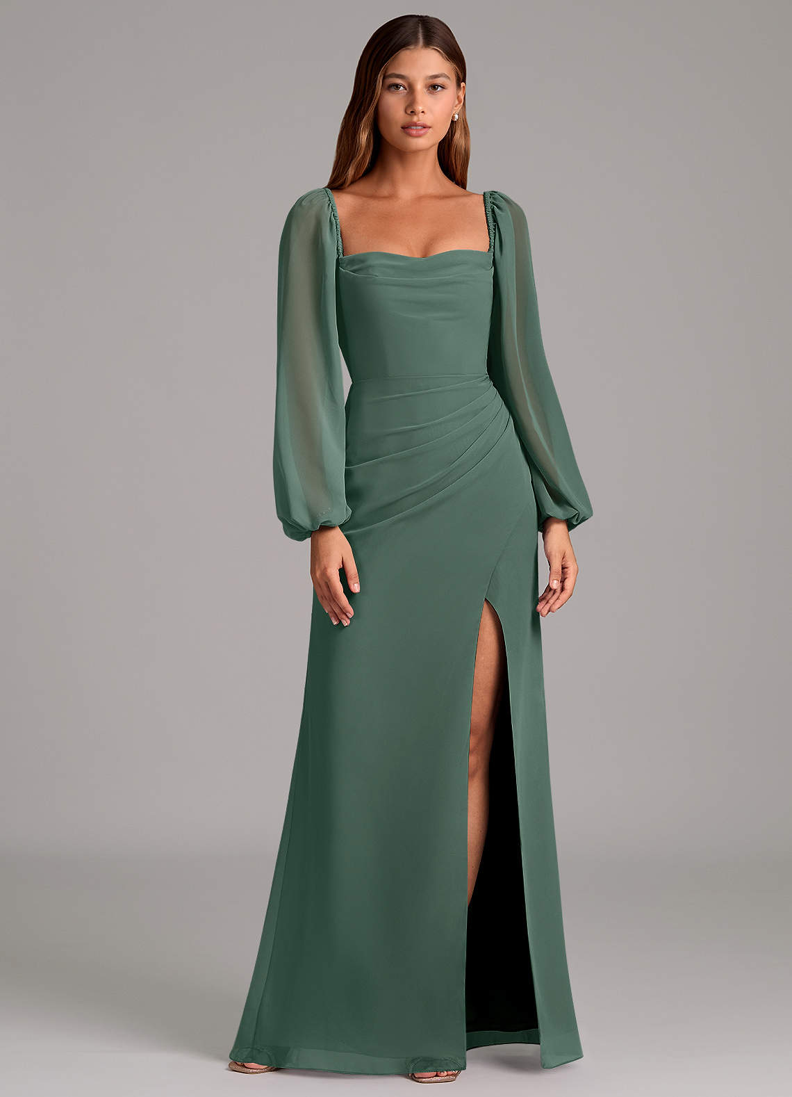 Brixley Mermaid Sweetheart Chiffon Bridesmaid Dress in Sea Moss