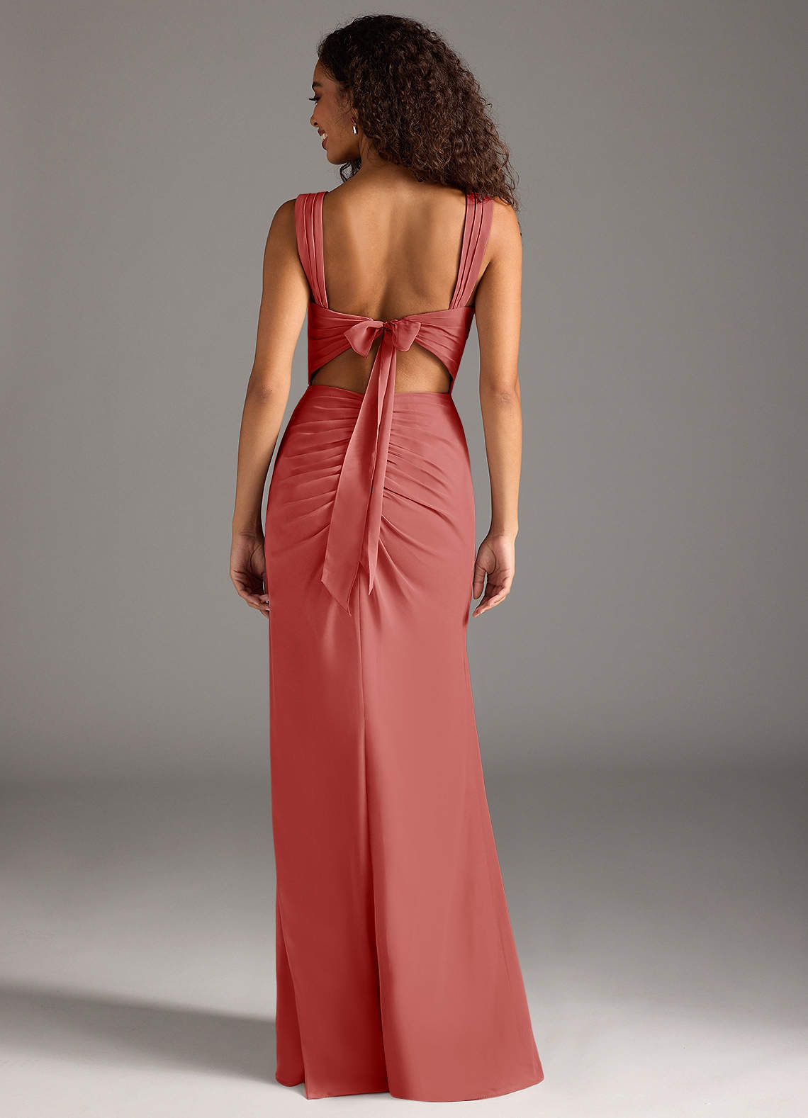Jesaphine Sheath Square-Neck Chiffon Bridesmaid Dress in Antique Rose