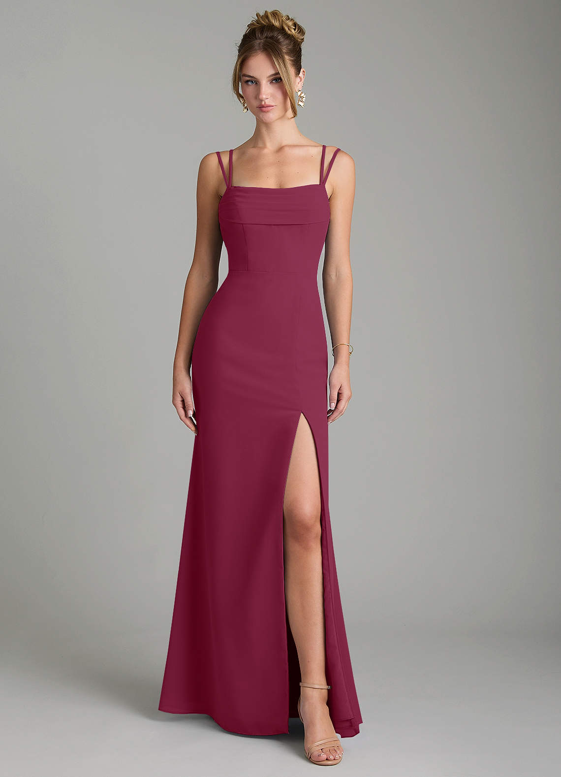 Egypt Sheath Sweetheart Chiffon Bridesmaid Dress in Mulberry